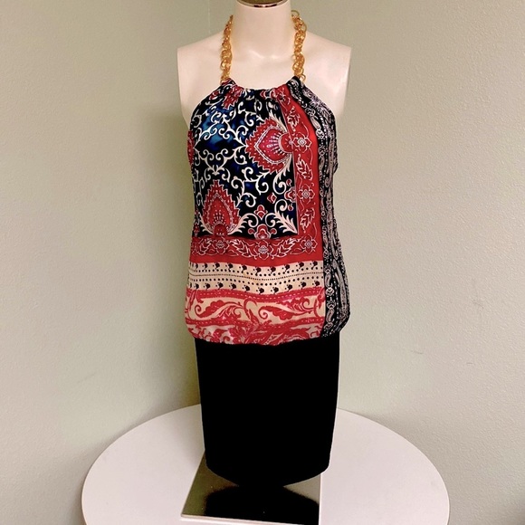 Joshua Gold Chain Halter Dress Style #JT1223 Size L - Picture 1 of 2